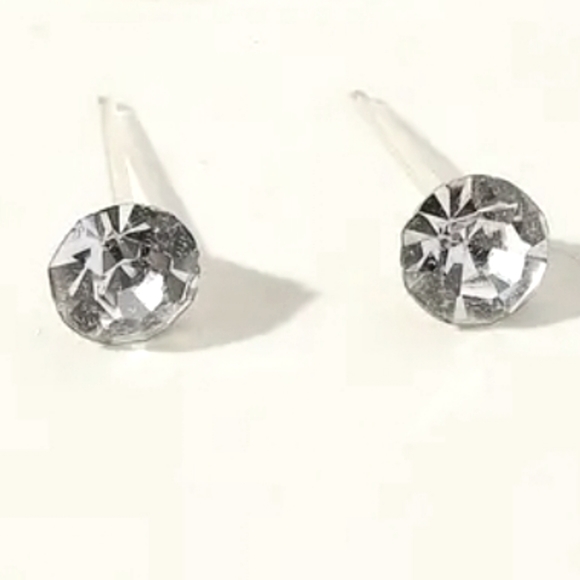 #Z25 New Earrings Crystal Studs Minimalist Tiny 1 pair of Earrings & Backs - Picture 1 of 2